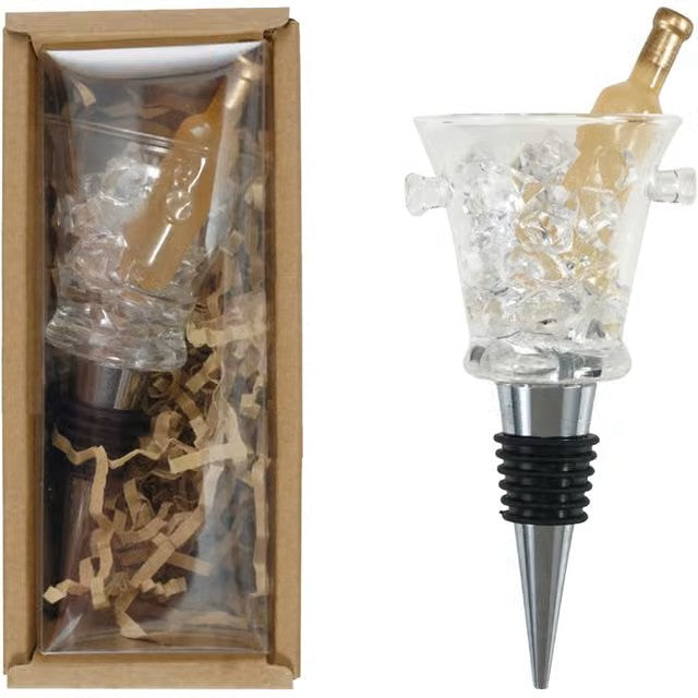 Creative co-op Zinc alloy bottle stopper with glass champagne bucket & bottle