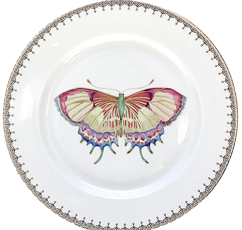 Mottahedeh Golden Teardrop Butterfly Dessert Plate
