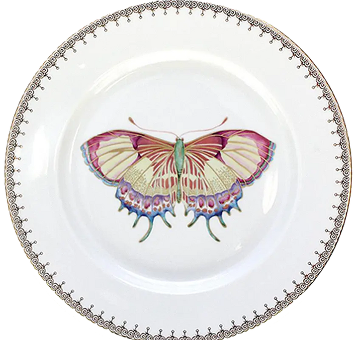 Mottahedeh Golden Teardrop Butterfly Dessert Plate