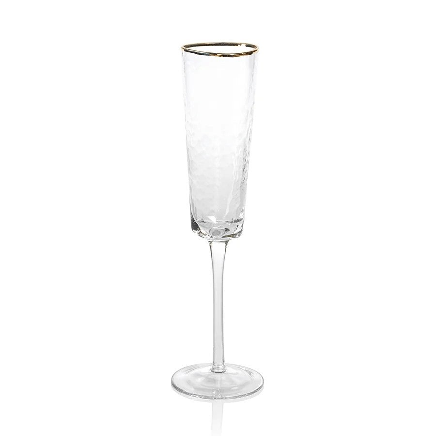 Zodax - Aperitivo Triangular Champagne Flute - Clear with Gold Rim
