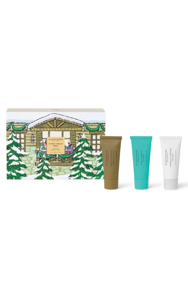 Glass House Hand Cream trio-Christmas_Kyoto, Amalfi, Marse